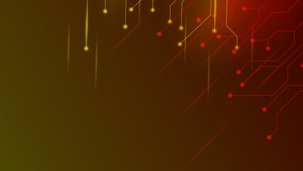 Golden red glittering background with lines connectivity.