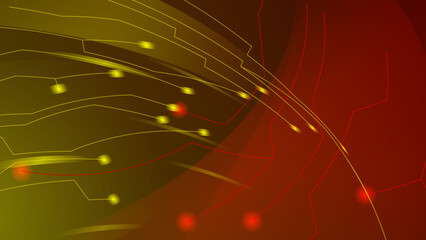 Golden red glittering background with lines connectivity.