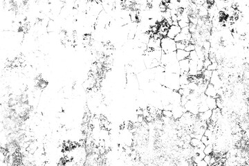 Fototapeta na wymiar Grunge background of black and white. Abstract illustration texture of cracks, chips, dot isolated on transparent background PNG file.