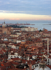 Fototapeta premium Venice city view. Sunny evening in beautiful Italian city. Romantic holydays destinations concept. 