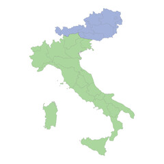 High quality political map of Italy and Austria with borders of the regions or provinces