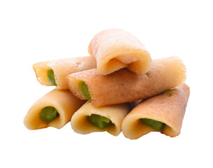 Pancake Rolls Stuffed with Pandan and Vanilla Custard 