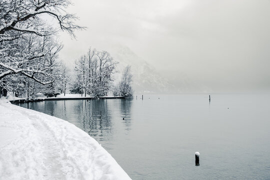 Winter Lake Traunsee, Gmunden