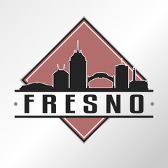 Fresno, CA, USA Skyline Logo. Adventure Landscape Design Vector City Illustration Vector illustration.