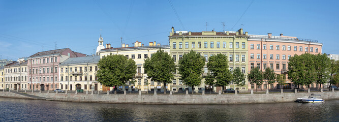 St. Petersburg, panoramic view of the Fontanka River embankment
