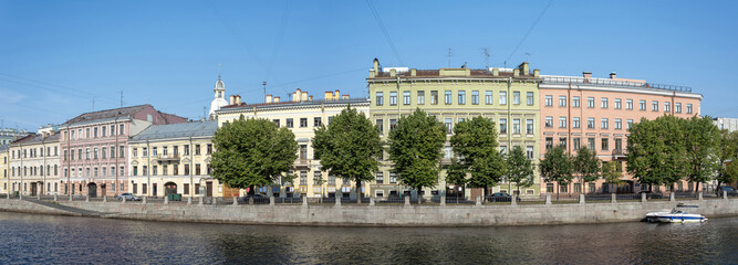 Fototapeta premium St. Petersburg, panoramic view of the Fontanka River embankment