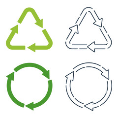 Recycling signs set for packaging in flat style