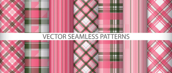 Set check vector tartan. Background texture pattern. Plaid textile seamless fabric.