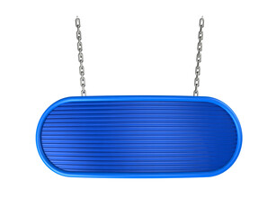Blue metallic oval plate with chains