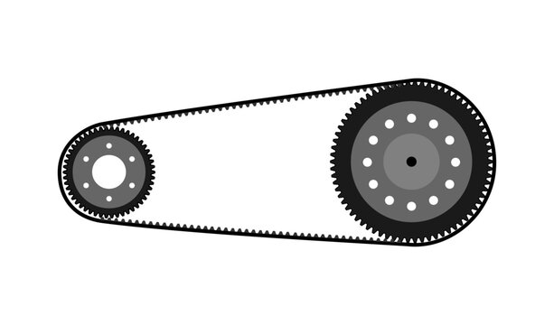 Motorcycle drive belt with sprocket, vector line
