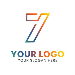 Number seven 7 logo line concept illustration vector design