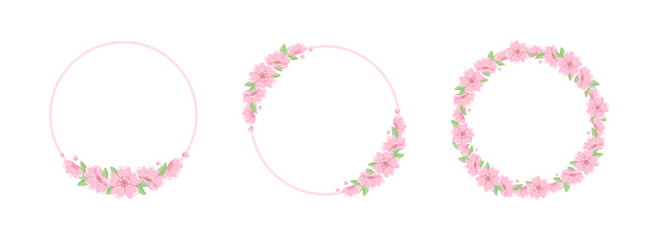 Cherry Blossom Frames Set. Elegant Geometric Borders.