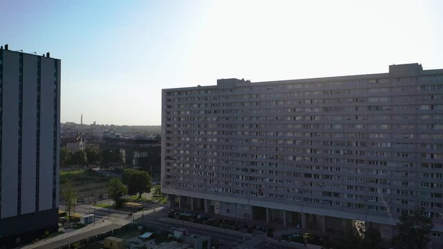 Superjednostka - Superunit, huge block of flats, in Katowice city, Poland, 4k