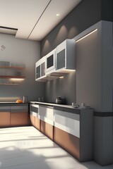 Fototapeta na wymiar 3D rendering modern kitchen room - generative ai