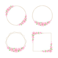 Cherry Blossom Frames Set. Elegant Geometric Borders.