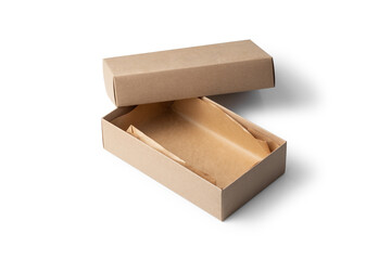 Brown cardboard box on white