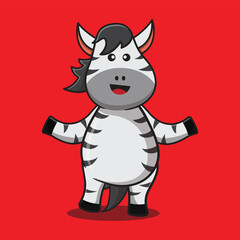 cute horse zebra cartoon vector icon illustration. animal kawaii