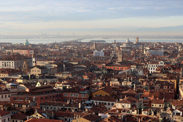 Fototapeta na wymiar Beautiful Venice city view from above. Famous tourist destinations.
