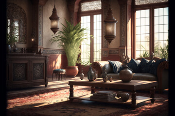 living room arabic concept. Generative AI