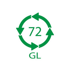 Brown Glass recycling code 72 GL. Vector illustration