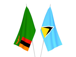Saint Lucia and Republic of Zambia flags