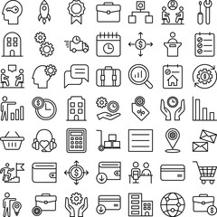 Business Concept icons set, business vector icons set, business management icons, business icons set, marketing icons set, finance icons collection, management icons pack, Business outline icons set