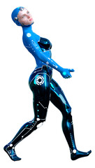 3D Rendering Female Robot on White