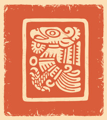 Parrot, ornament in Mayan style