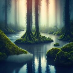 Mysterious Forest, Generative AI Illustration