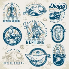 Papier peint photo Sirène Underwater world logotypes set colorful  © DGIM studio