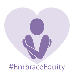 Embrace Equity logo with hashtag, for International Women's Day 2023
