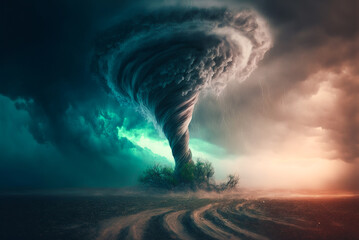 Powerful tornado vortex and massive storm.generative ai