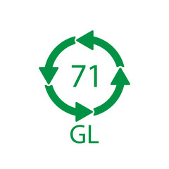 Green Glass recycling code 71 GL. Vector illustration