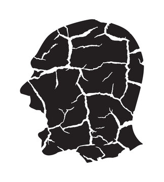 Black silhouette of screaming desperate man, cracked earth texture.
Expressive Stylized Illustration of an angry man. Mental health concept. Isolated on white background. Vector available.