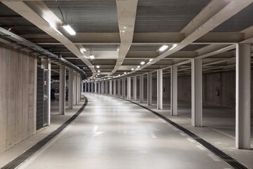 Empty underground car park