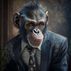 Monkey in a suit. Generative AI