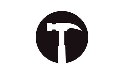 Hammer logo for construction, maintenance, property, home repairing business company. Vector illustration. Suitable for label, name card, branding, identity template