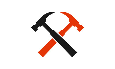 Hammer logo for construction, maintenance, property, home repairing business company. Vector illustration. Suitable for label, name card, branding, identity template