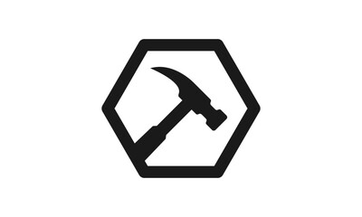 Hammer logo for construction, maintenance, property, home repairing business company. Vector illustration. Suitable for label, name card, branding, identity template