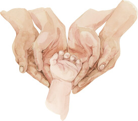 Watercolor Love Human Hand Palm Classic People Handpainted Illustration