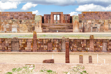 Ruinas arqueológicas de Tiwanaku ubicada La Paz, Bolivia cerca al Lago Titicaca
