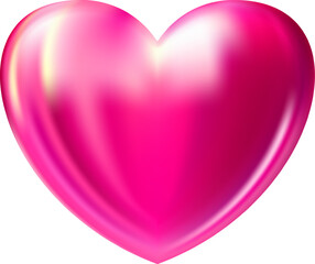Pink realistic heart vector icon. Romantic symbol of Love isolated on white background. Decorative design element for wedding invitation and Valentine Day cards.