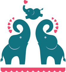 Cute elephants, elephant family. Vector graphics for logo, t-shirt design, mug and more.