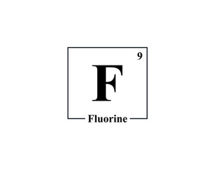 Fluorine icon vector. 9 F Fluorine