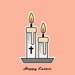 Cute Easter Candle Doodle Element