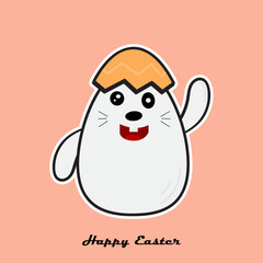 Cute Easter Bunny Doodle Element