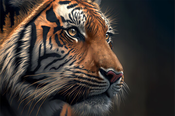 a curious looking tiger with big eyes on an isolated background generative ai illustration