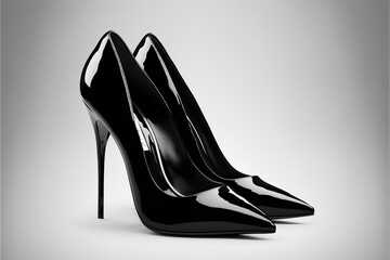 beautiful, black, elegant women's high-heeled shoes