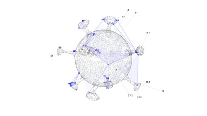 Virus Wireframe Model. HUD virus analyze