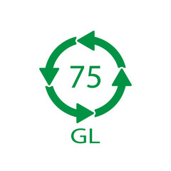 Low Lead Glass. Glass recycling code 75 GL. Vector illustration
